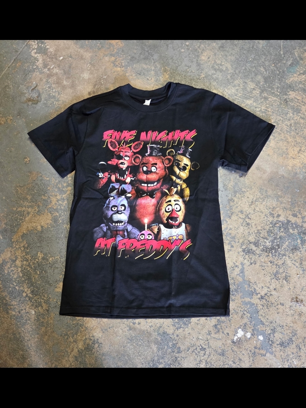 Five Nights at Freddy's Black Graphic Kids T‑Shirt